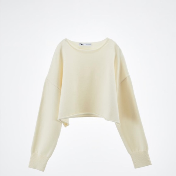 Zara Sweaters Zara Ecru Cropped Knit Sweater Poshmark